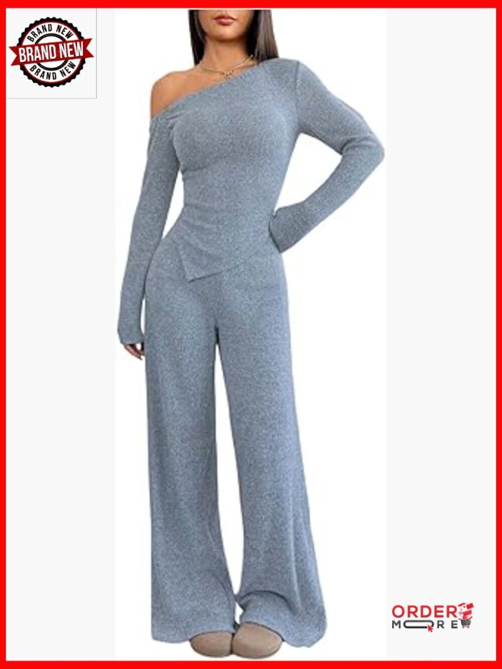 2 Piece Off Shoulder Top & Wide Leg Pants Sets